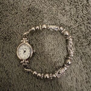 Elegant Silver Beaded Women's Watch